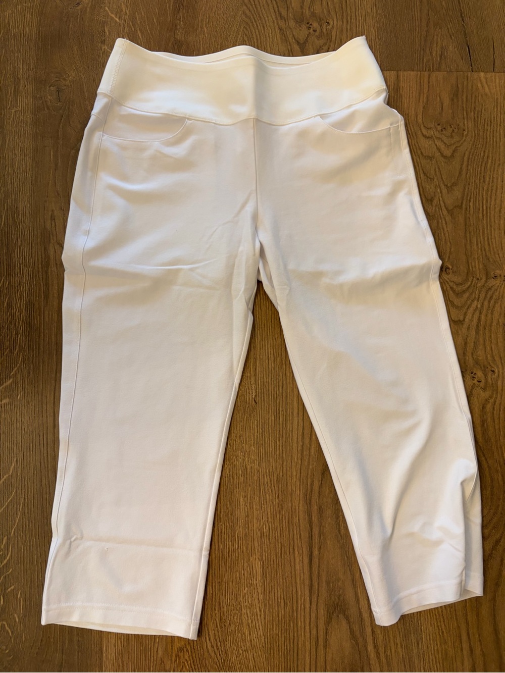 Kids White Stretch Crop Active Pants